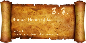 Bencz Henrietta névjegykártya